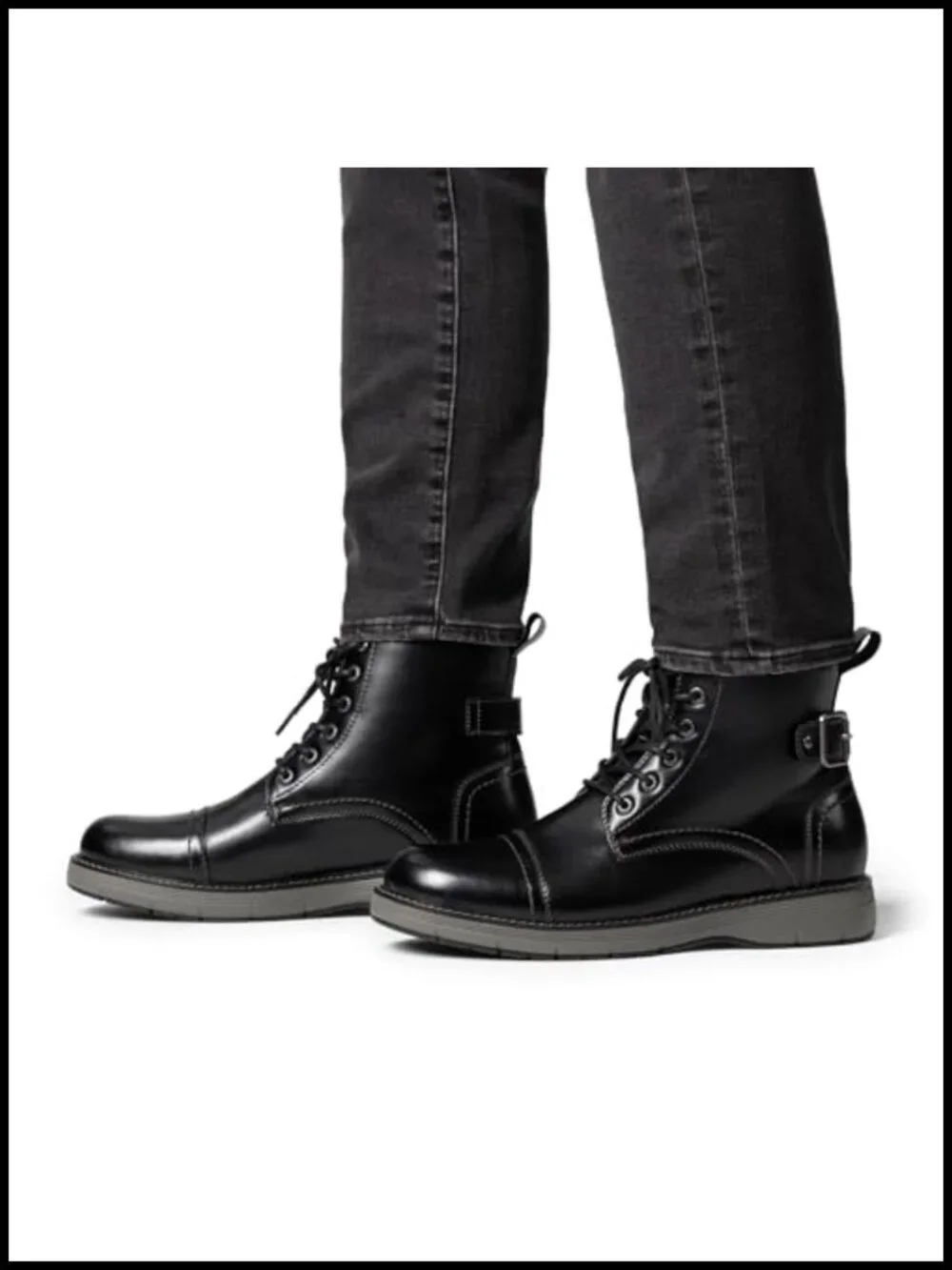 Men's Motorcycle Combat Boots Lace-Up Casual Dress Biker Boots